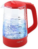 Изображение чайника электрического Чайник MARTA MT-4585 красный рубин Мощность-2250W Объем-1,7л, термостойкое стекло с зеркальной поверхностью, LED подсветка, автоотключение при закипании/отсутствии воды, закрытый нагревательный элемент.