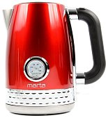 Изображение чайника электрического Чайник MARTA MT-4551 бордовый гранат 2200W Объем-1,8л  корпус-нерж.сталь, шкала уровня воды, съемный фильтр, автоотключение при закипании/отсутствии воды, датчик температуры, 304 сталь
